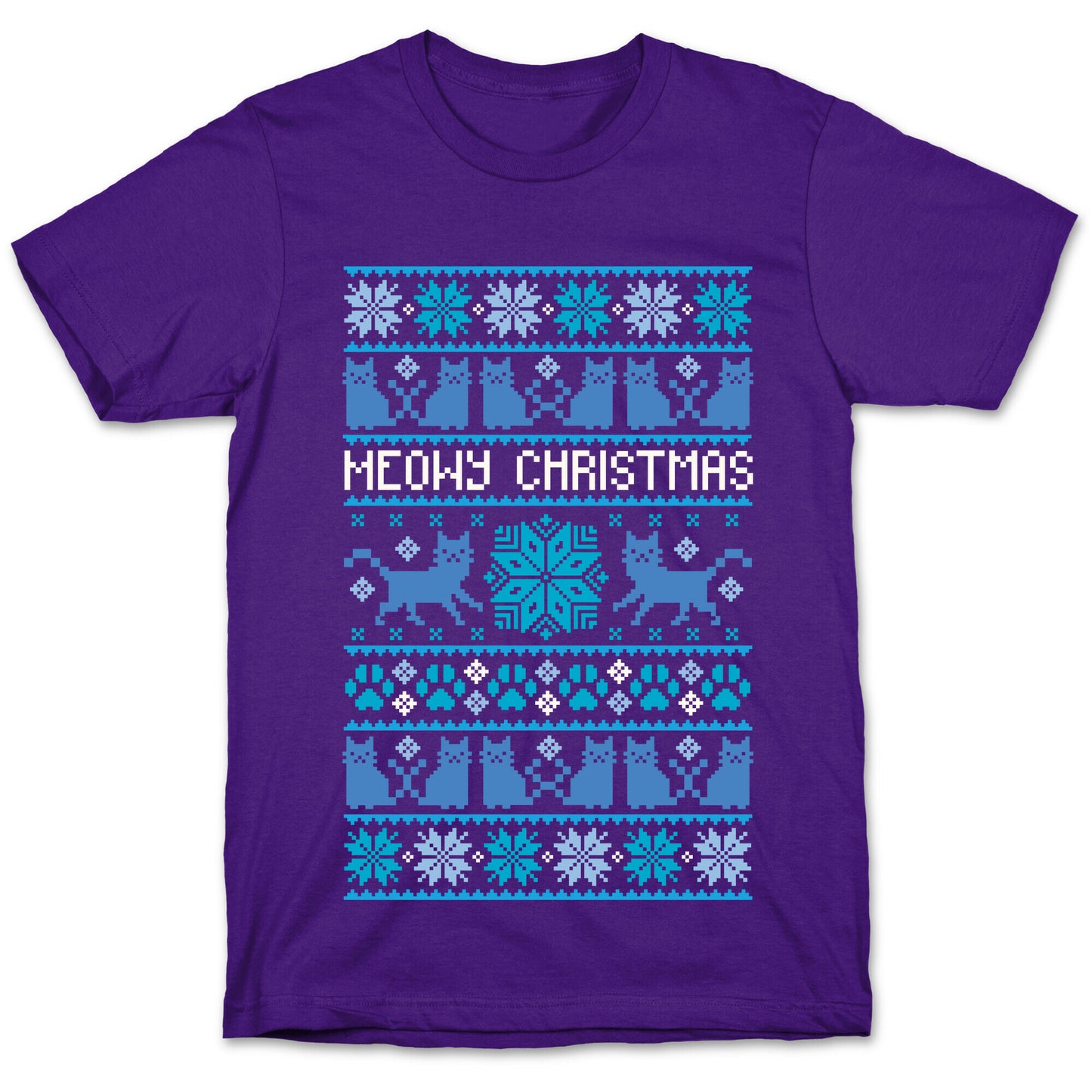 Meowy Christmas Cat Sweater Pattern T-Shirt
