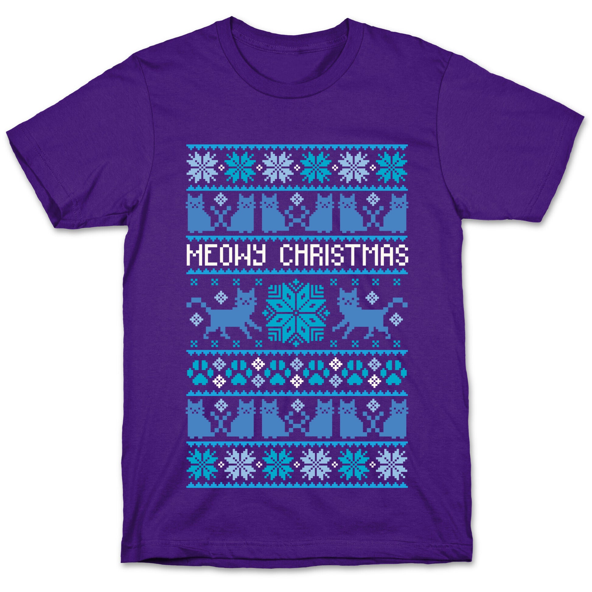 Meowy Christmas Cat Sweater Pattern T-Shirt