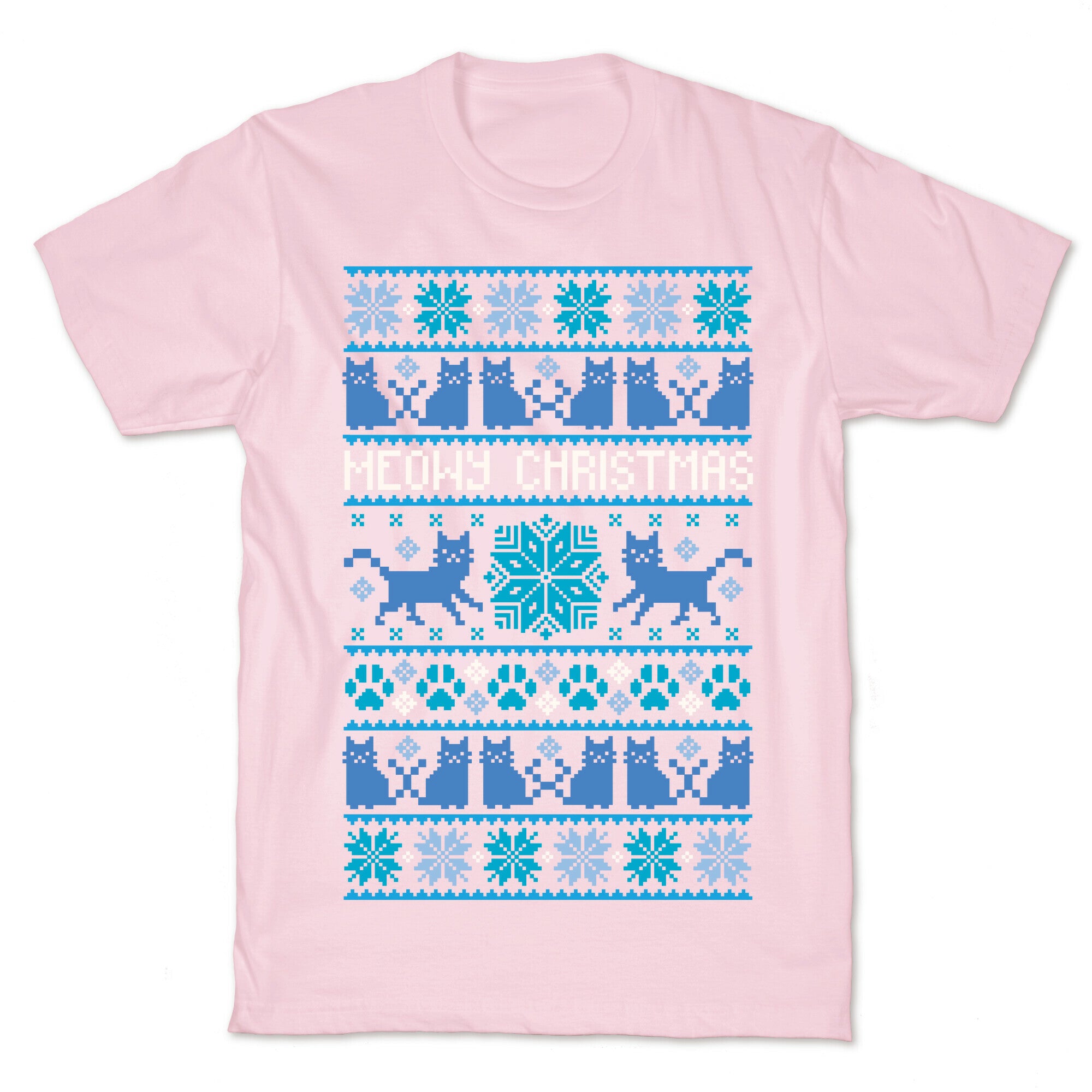 Meowy Christmas Cat Sweater Pattern T-Shirt