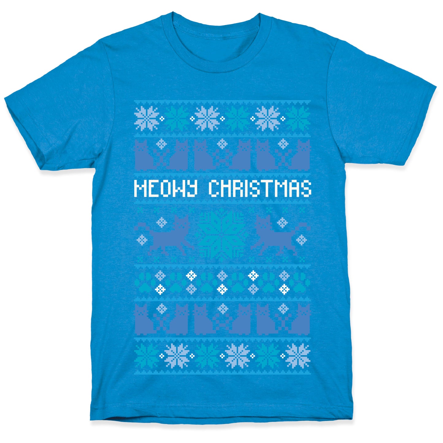 Meowy Christmas Cat Sweater Pattern T-Shirt