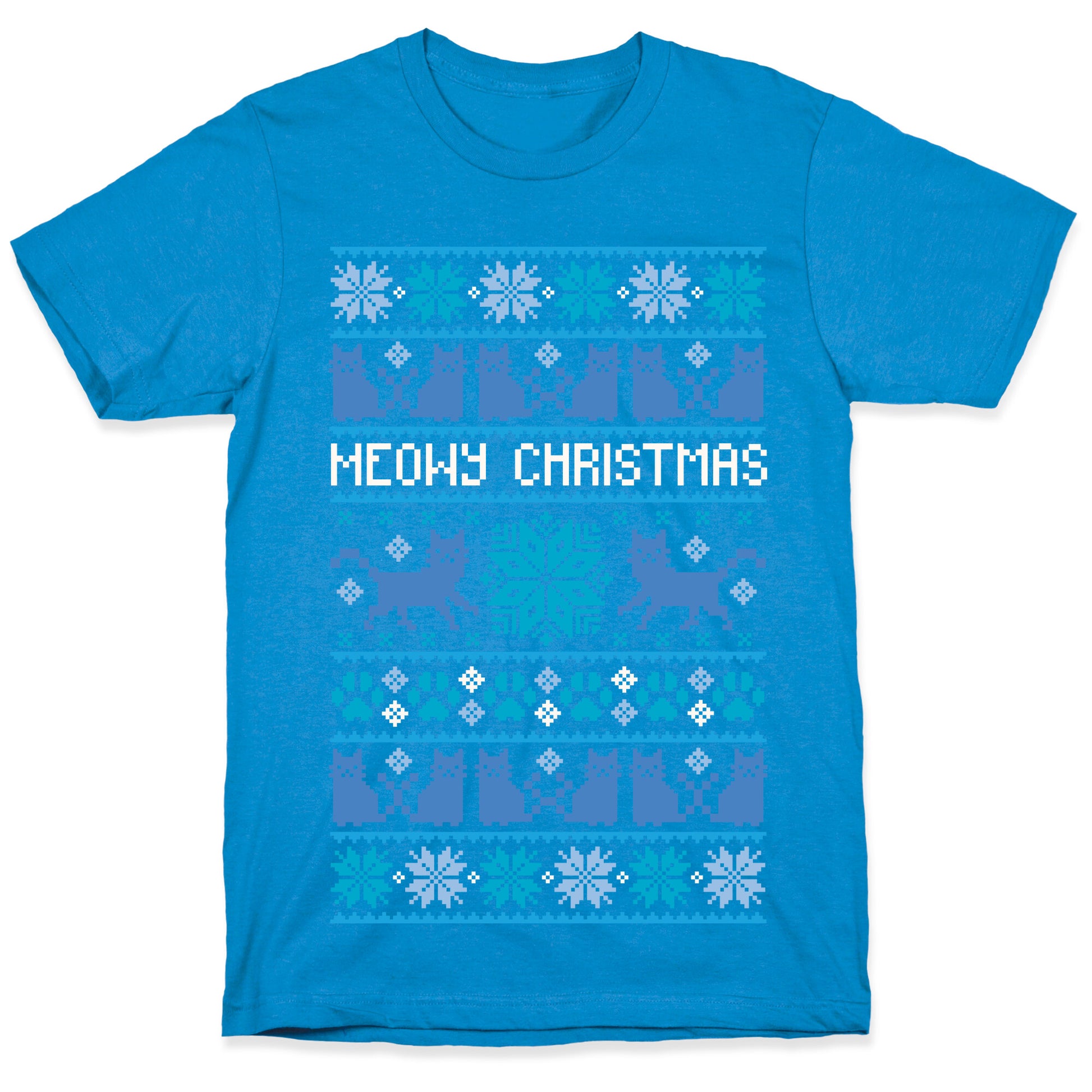 Meowy Christmas Cat Sweater Pattern T-Shirt