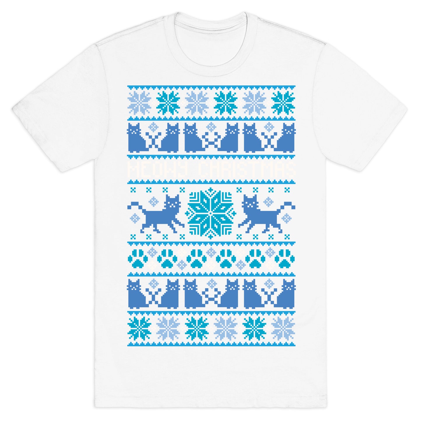 Meowy Christmas Cat Sweater Pattern T-Shirt