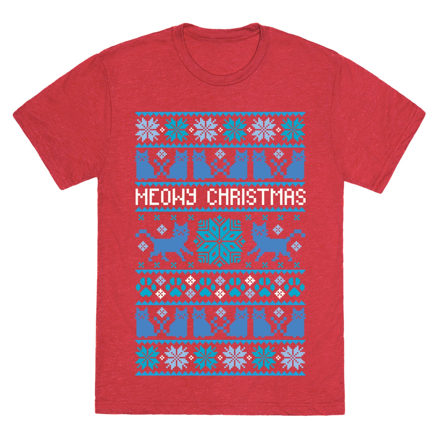Meowy Christmas Cat Sweater Pattern Unisex Triblend Tee