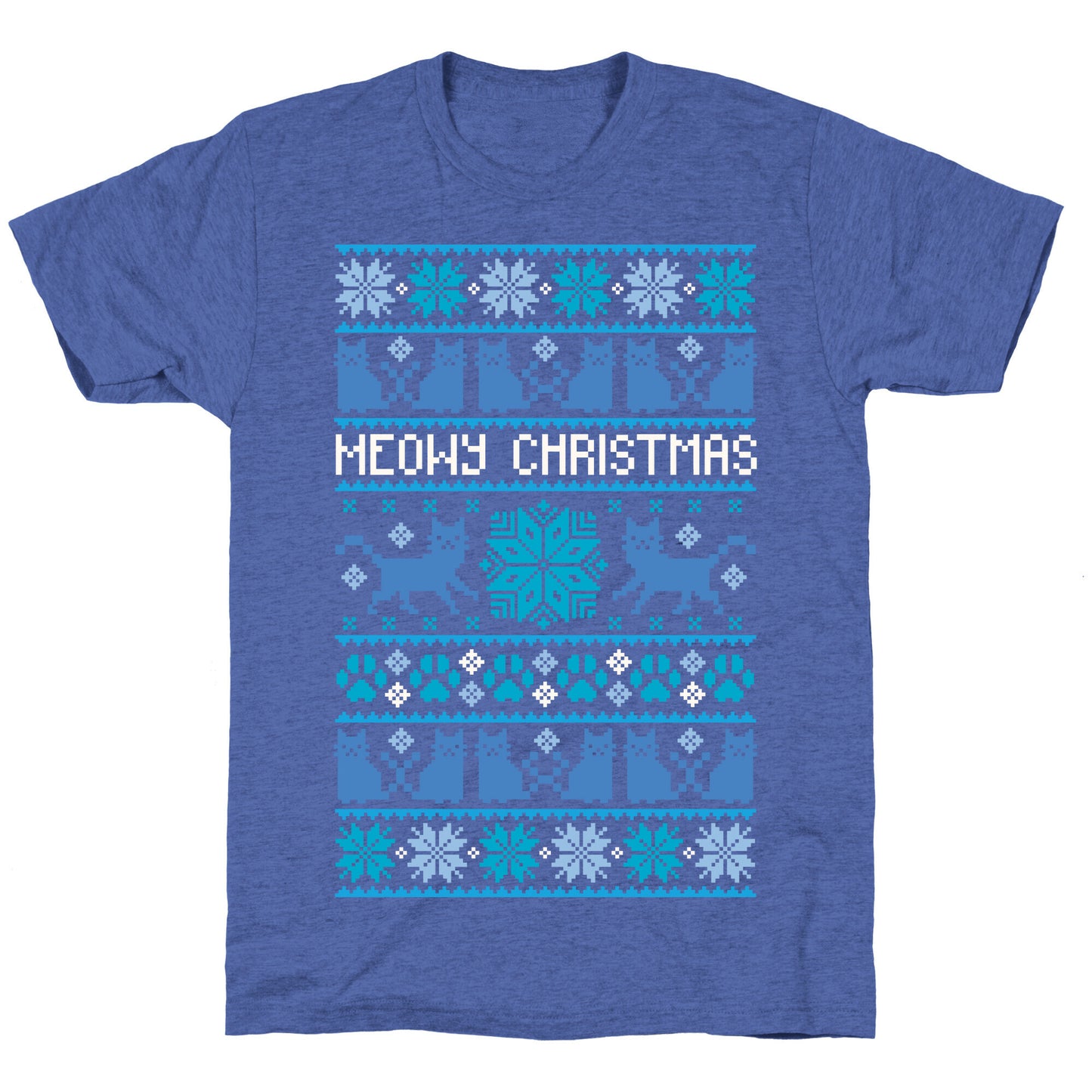Meowy Christmas Cat Sweater Pattern Unisex Triblend Tee