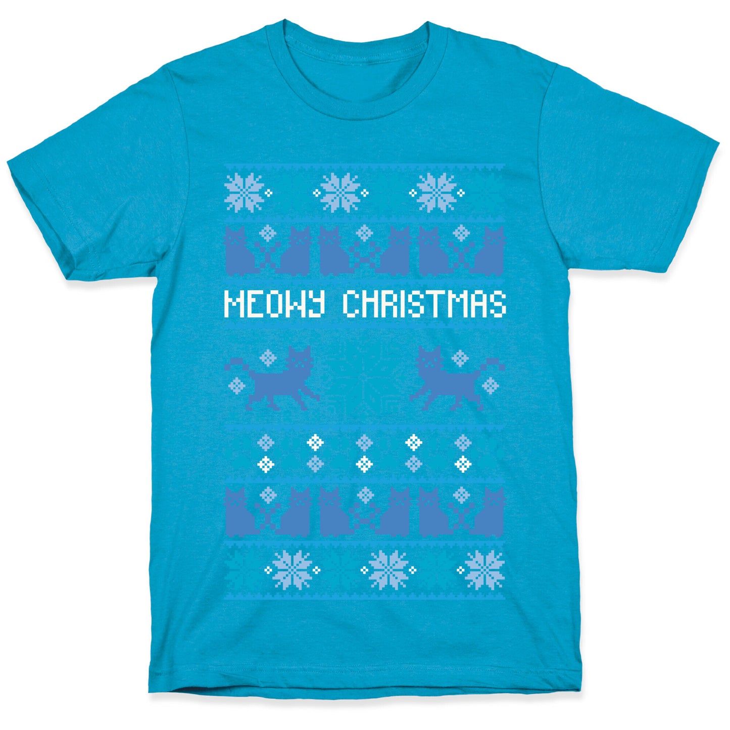 Meowy Christmas Cat Sweater Pattern Unisex Triblend Tee