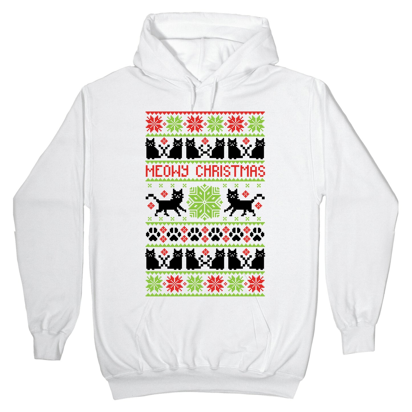 Meowy Christmas Cat Sweater Pattern Hoodie