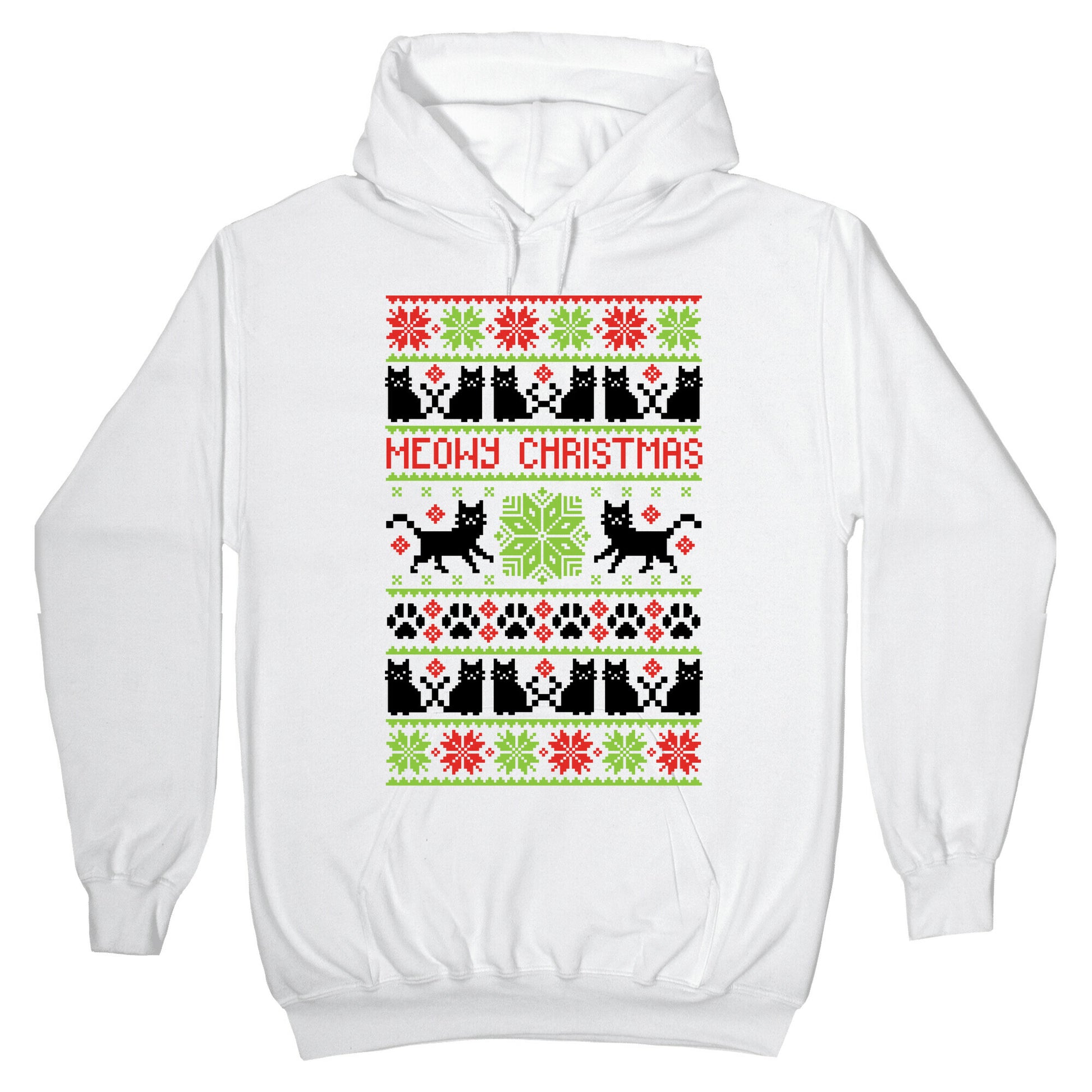 Meowy Christmas Cat Sweater Pattern Hoodie