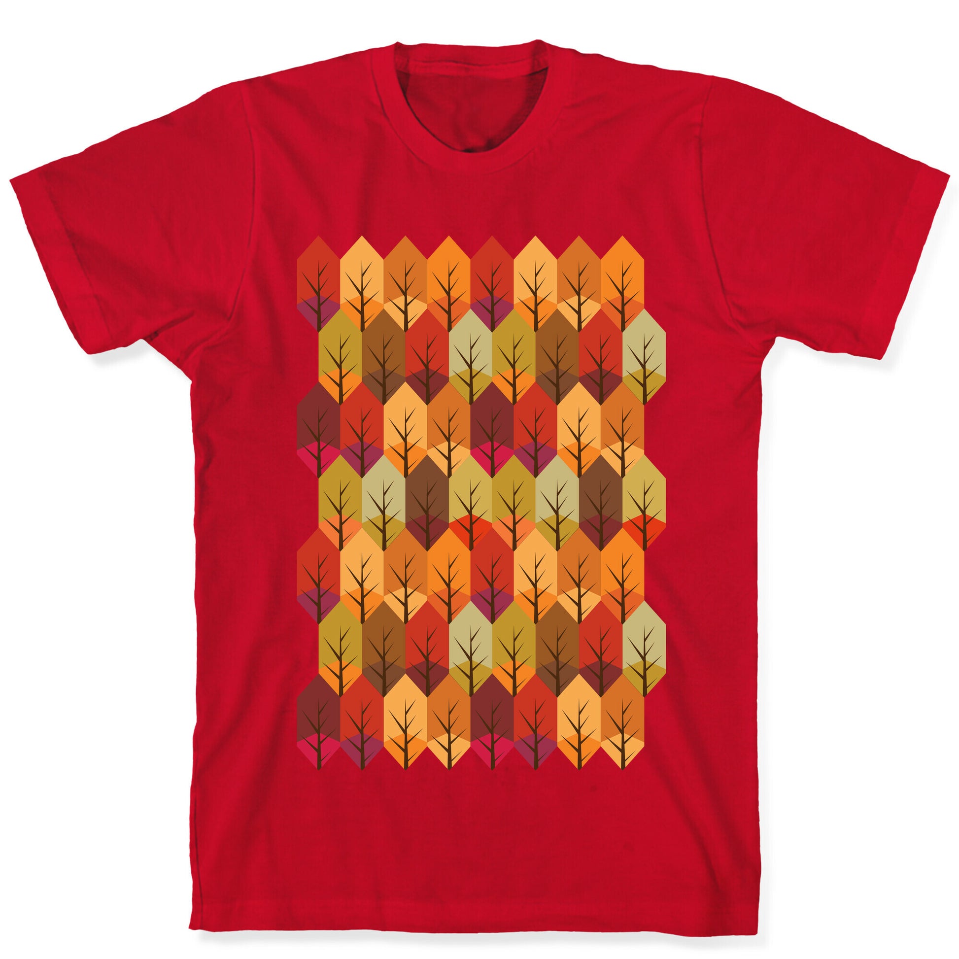 Geometric Fall Leaf Pattern T-Shirt