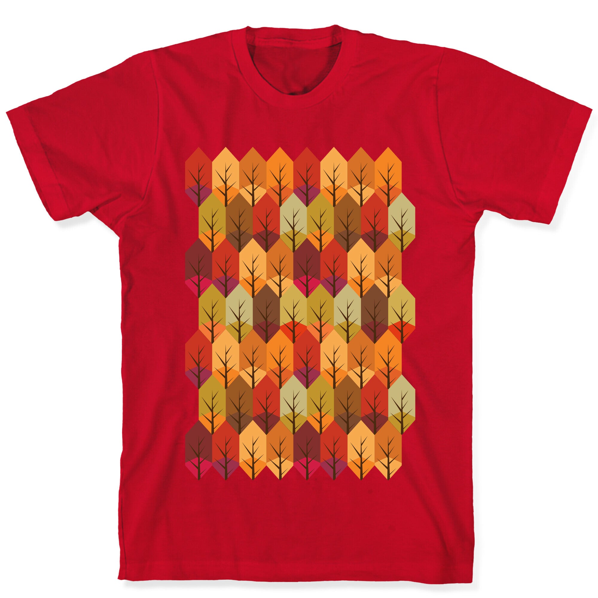 Geometric Fall Leaf Pattern T-Shirt