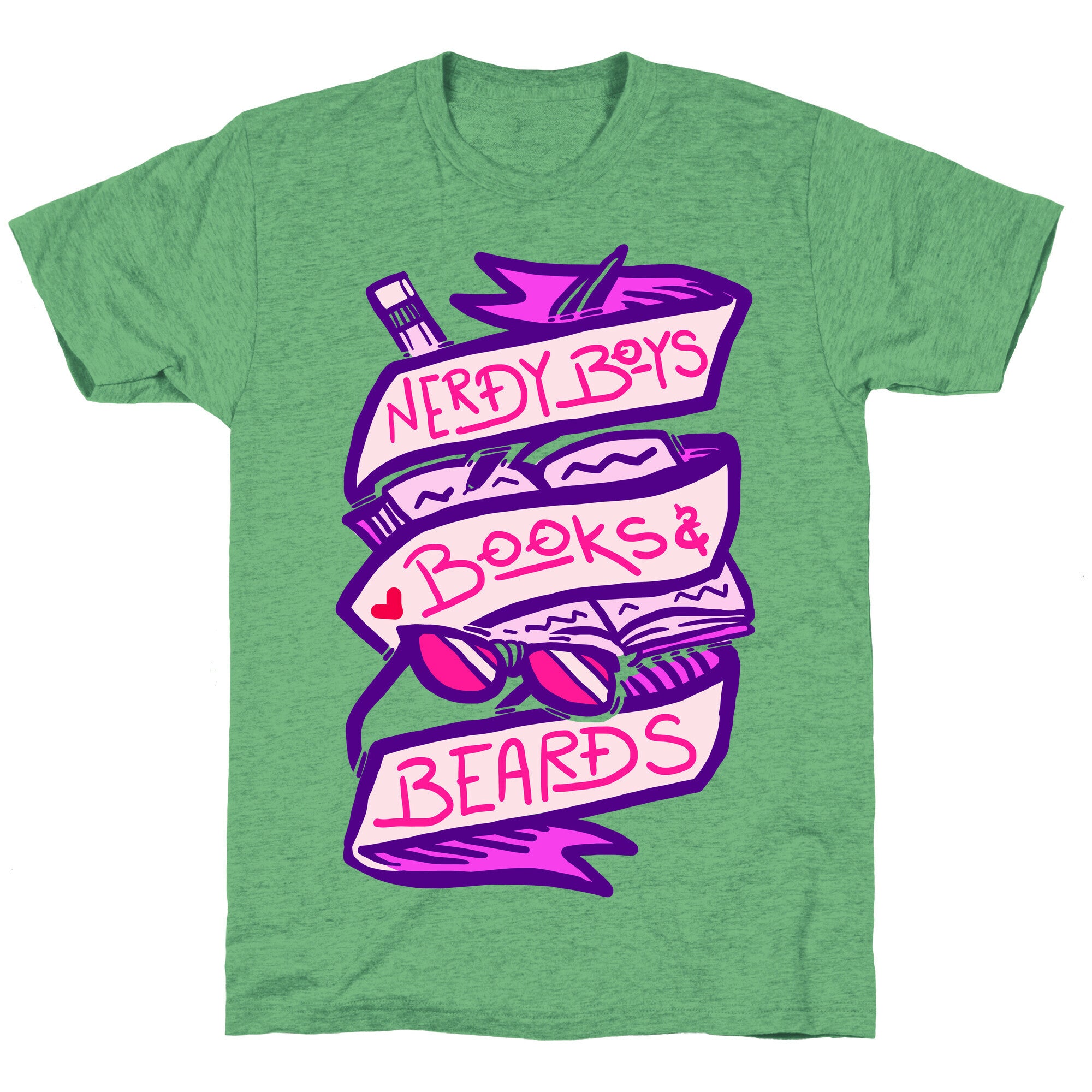 Nerdy Boys Books And Beards Unisex Triblend Tee