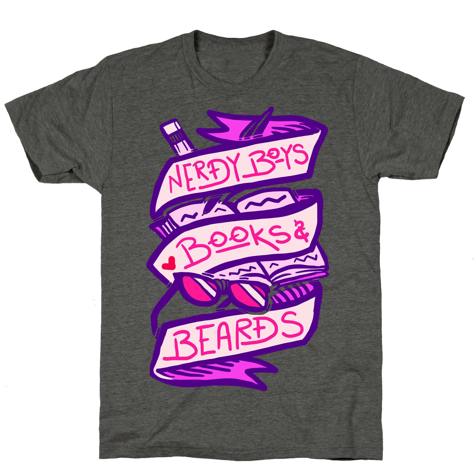 Nerdy Boys Books And Beards Unisex Triblend Tee