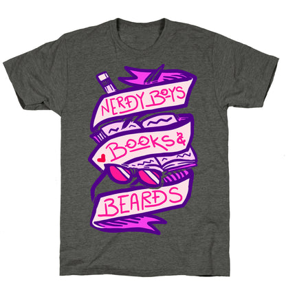 Nerdy Boys Books And Beards Unisex Triblend Tee