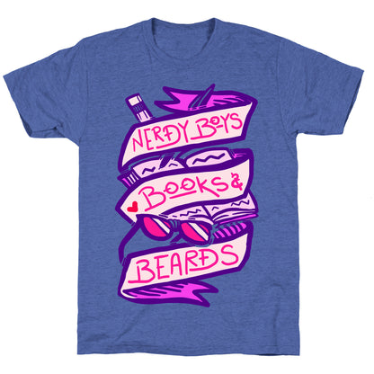 Nerdy Boys Books And Beards Unisex Triblend Tee
