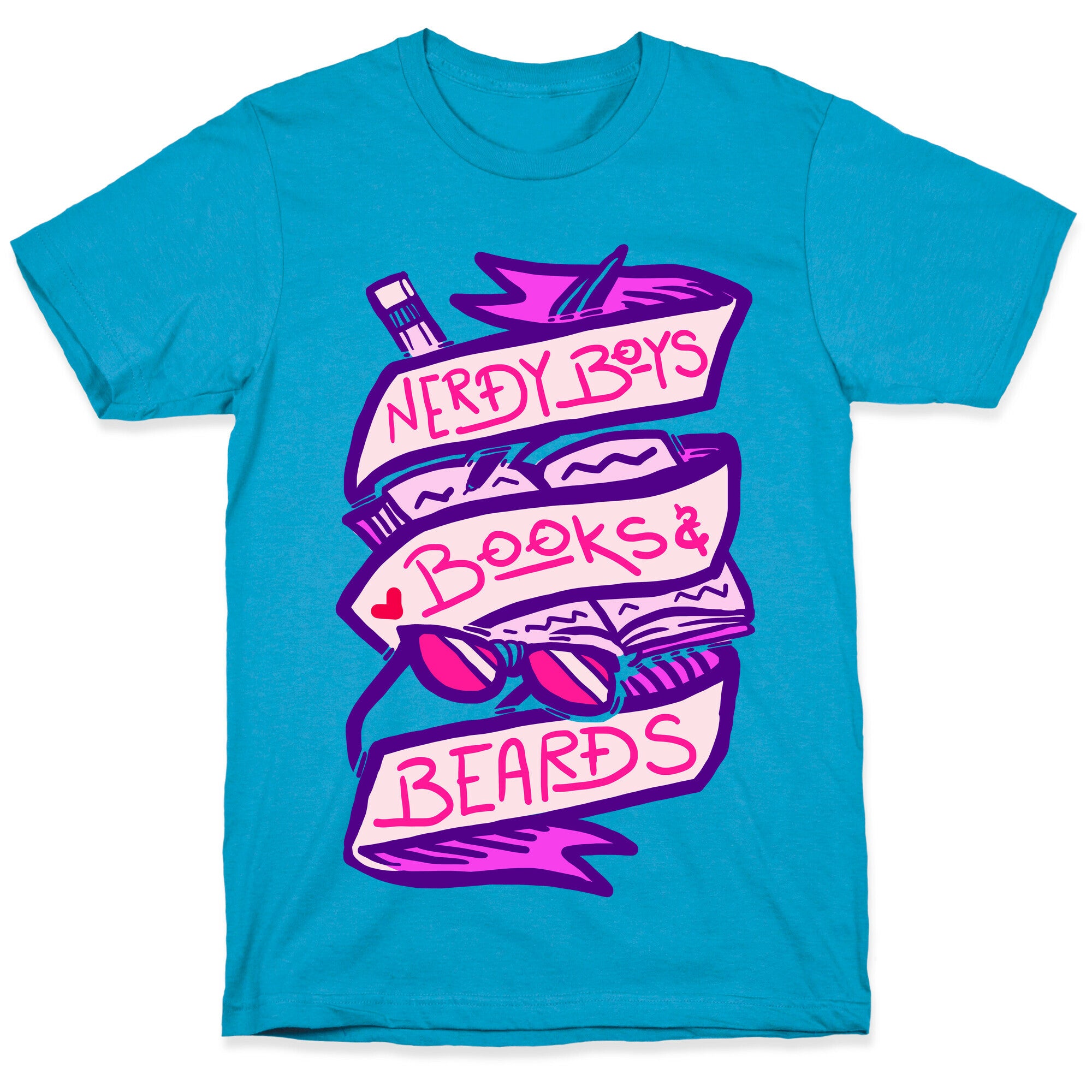 Nerdy Boys Books And Beards Unisex Triblend Tee