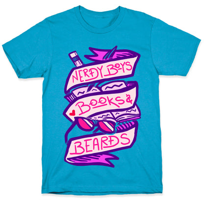 Nerdy Boys Books And Beards Unisex Triblend Tee