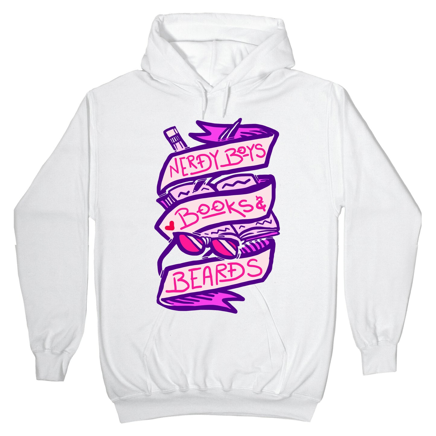 Nerdy Boys Books And Beards Hoodie