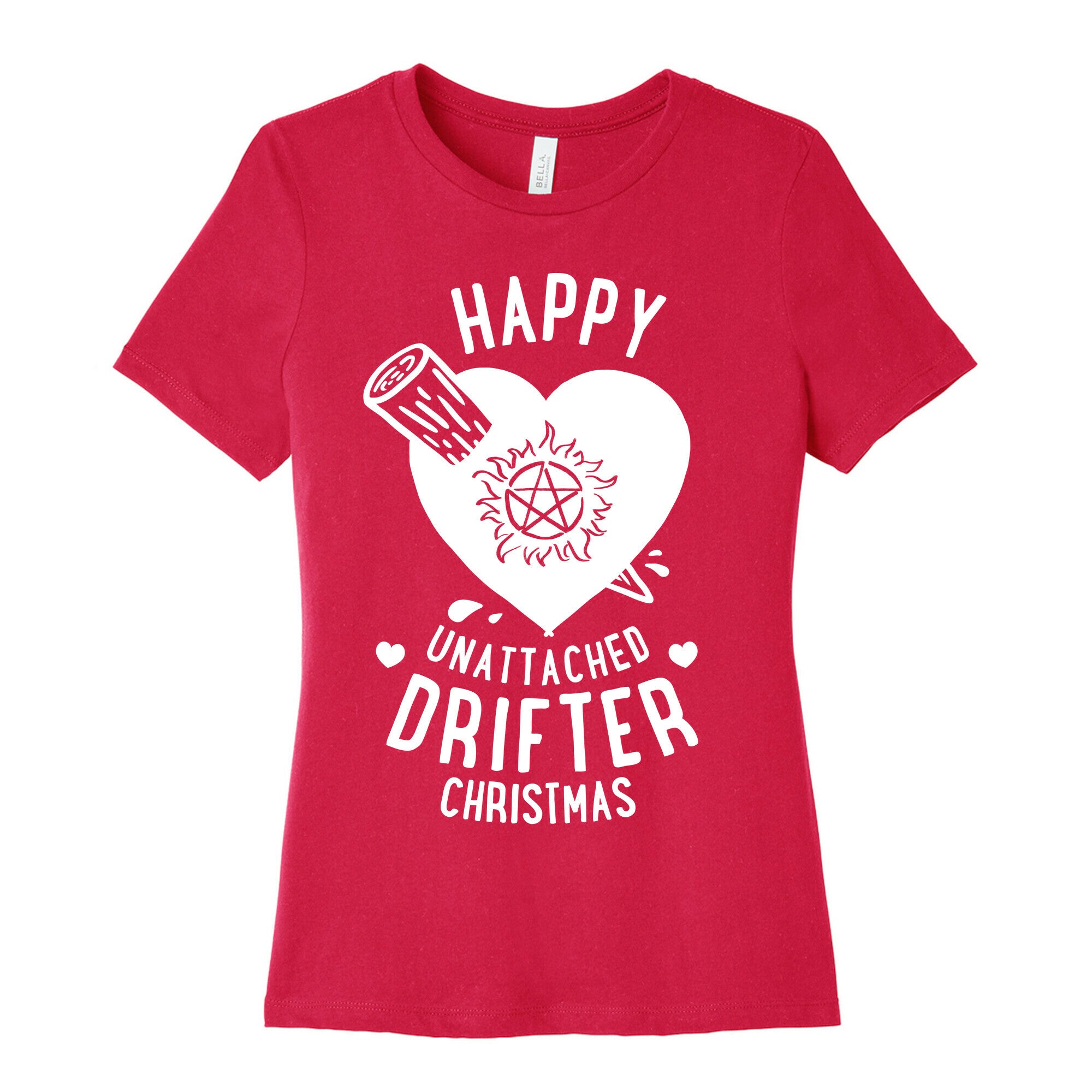 Happy Unattached Drifter Christmas Women's Cotton Tee