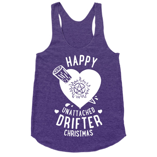 Happy Unattached Drifter Christmas Racerback Tank