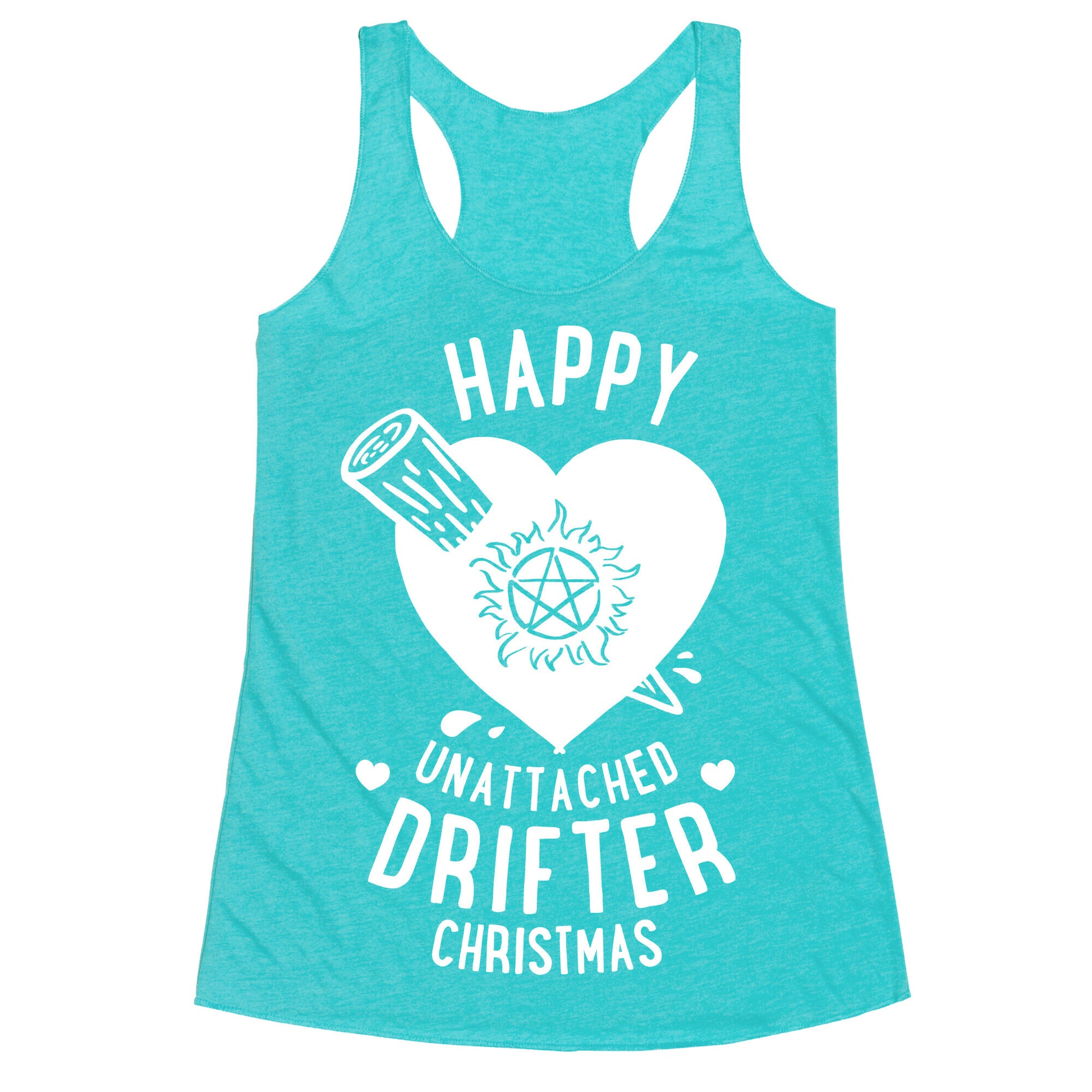 Happy Unattached Drifter Christmas Racerback Tank