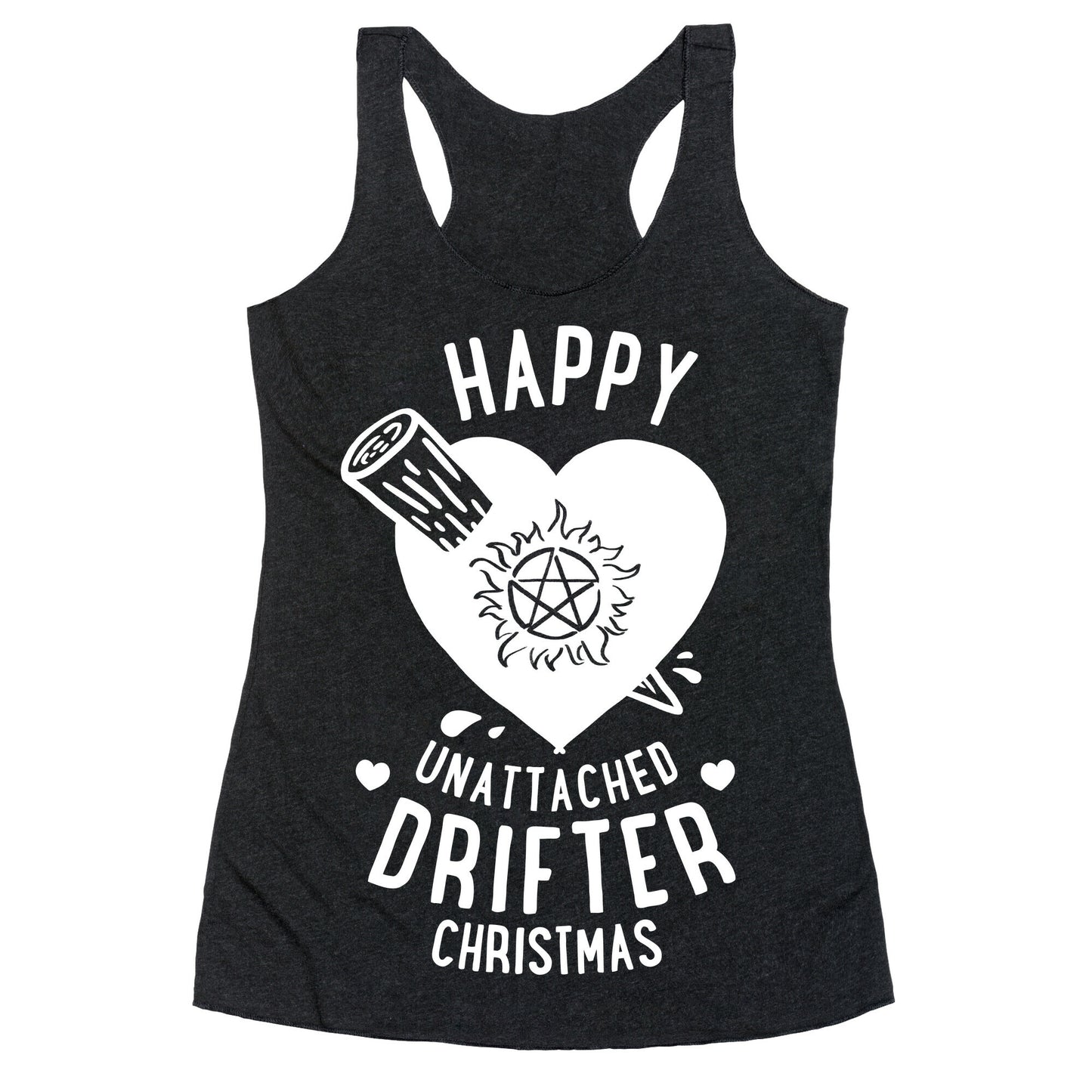 Happy Unattached Drifter Christmas Racerback Tank