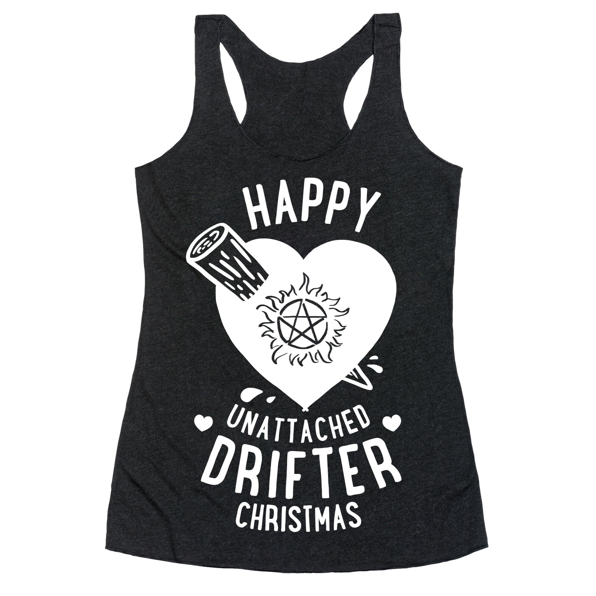 Happy Unattached Drifter Christmas Racerback Tank