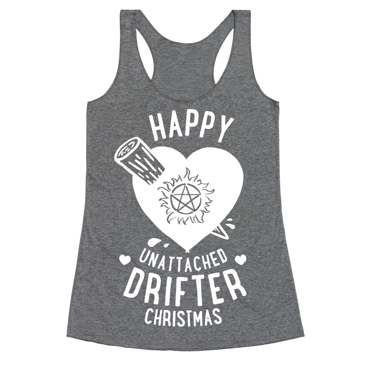 Happy Unattached Drifter Christmas Racerback Tank