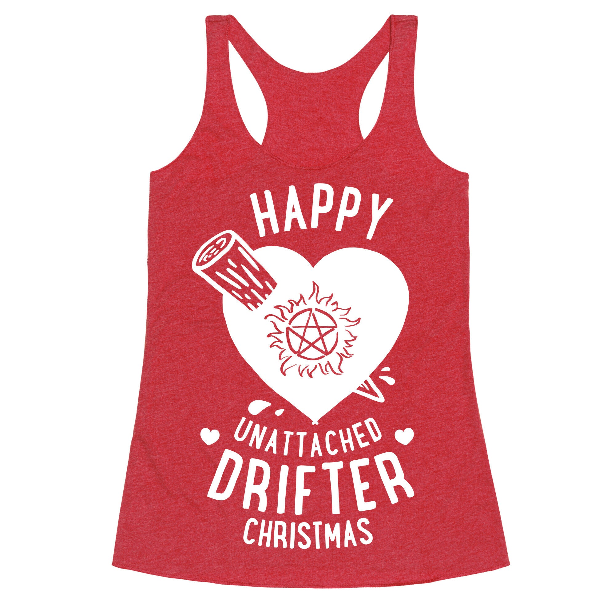 Happy Unattached Drifter Christmas Racerback Tank