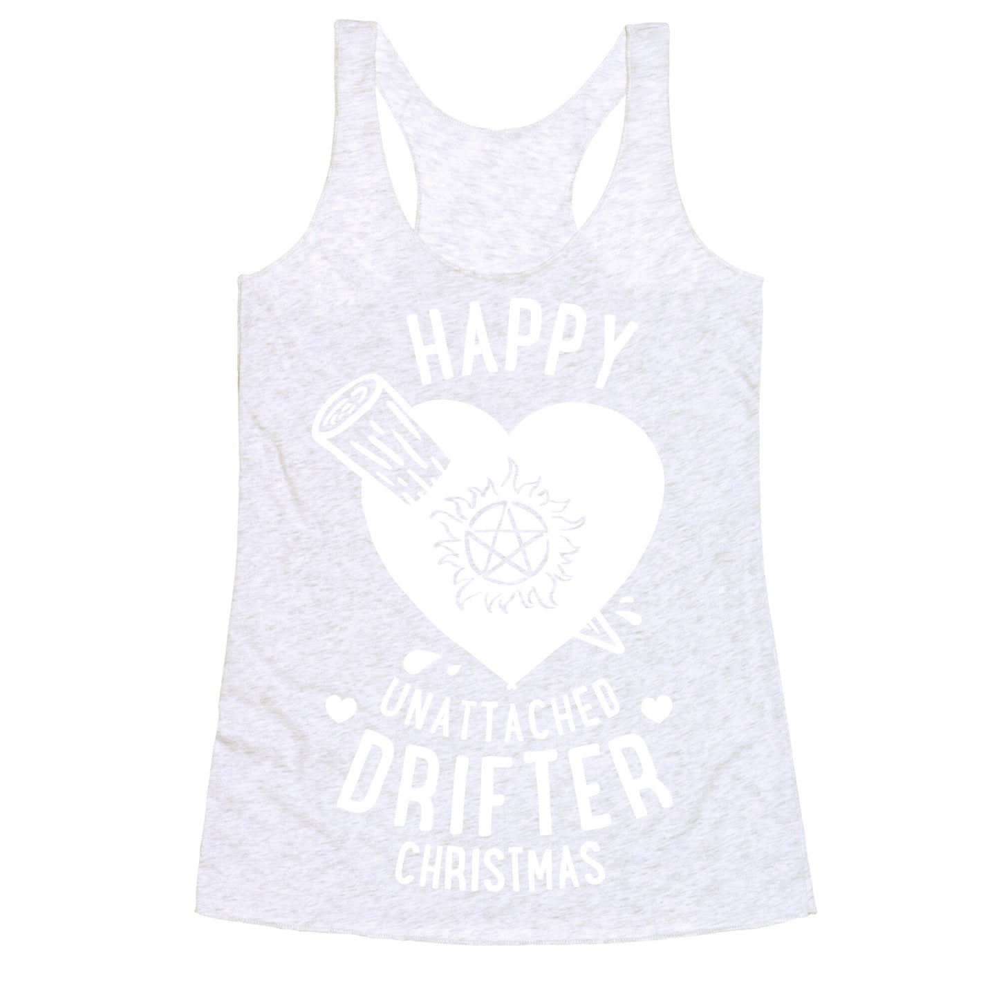 Happy Unattached Drifter Christmas Racerback Tank