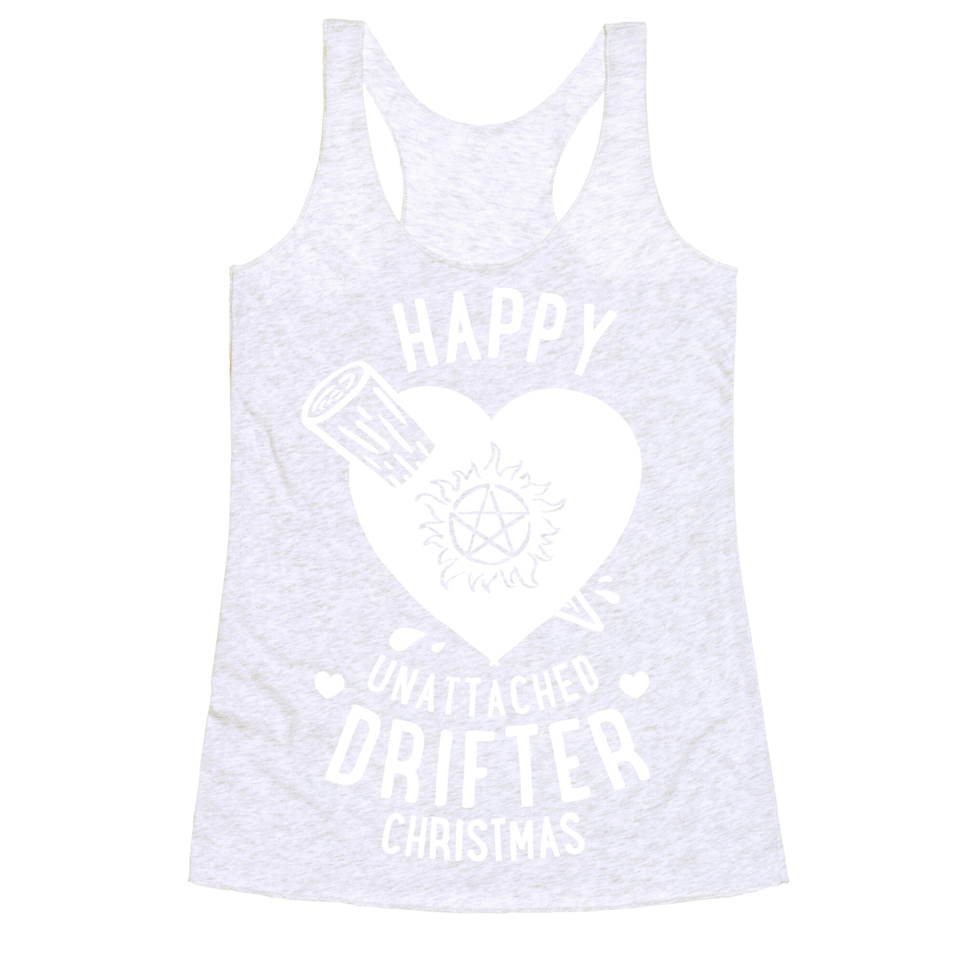 Happy Unattached Drifter Christmas Racerback Tank