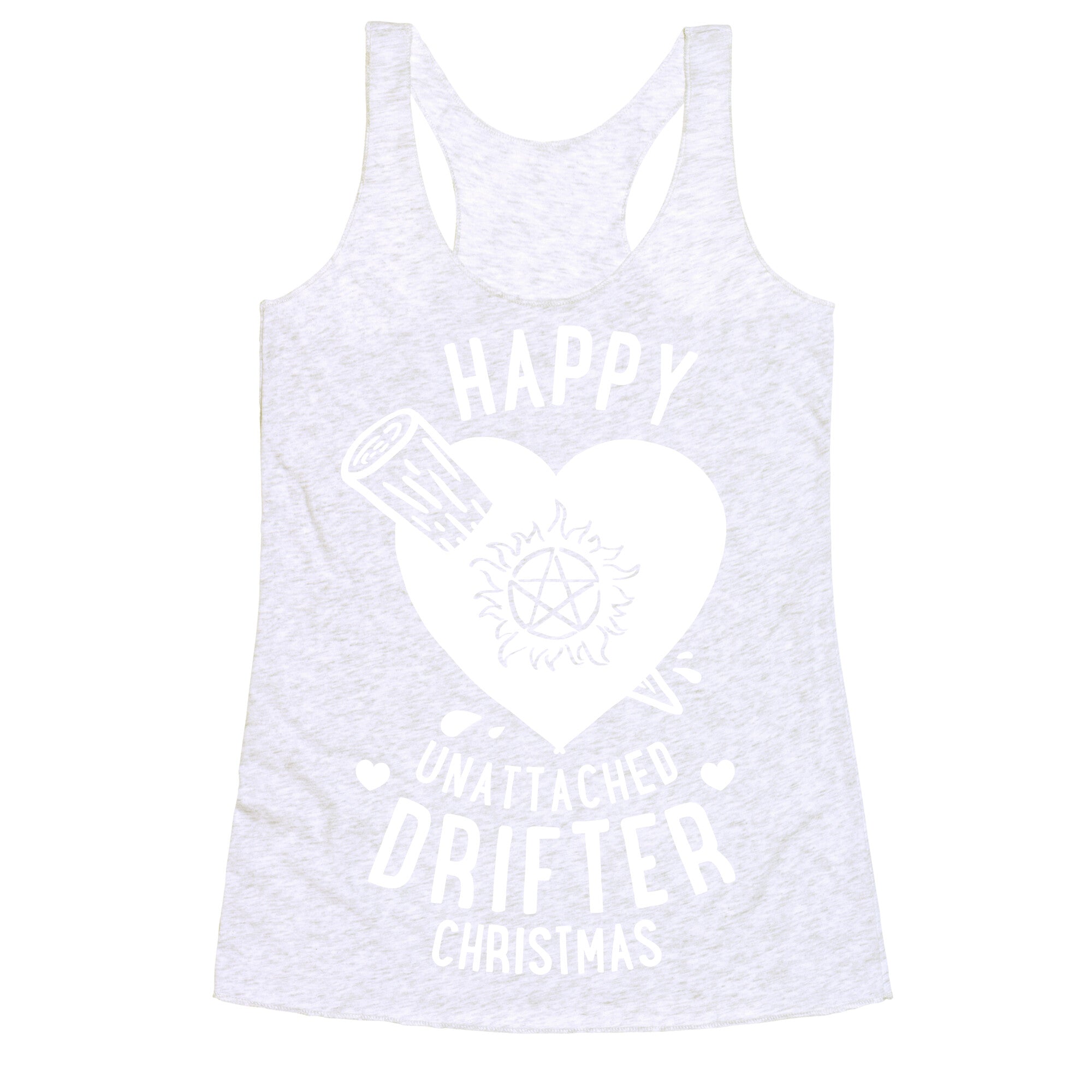 Happy Unattached Drifter Christmas Racerback Tank