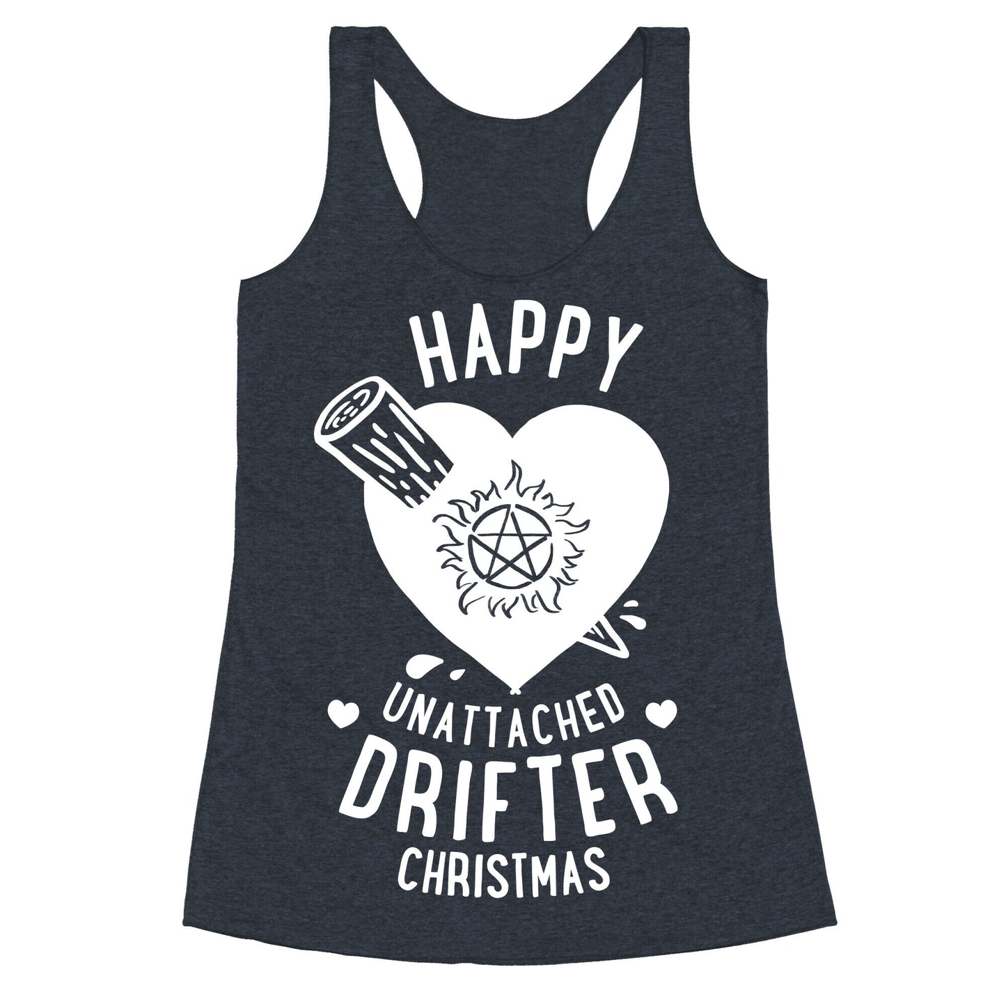 Happy Unattached Drifter Christmas Racerback Tank
