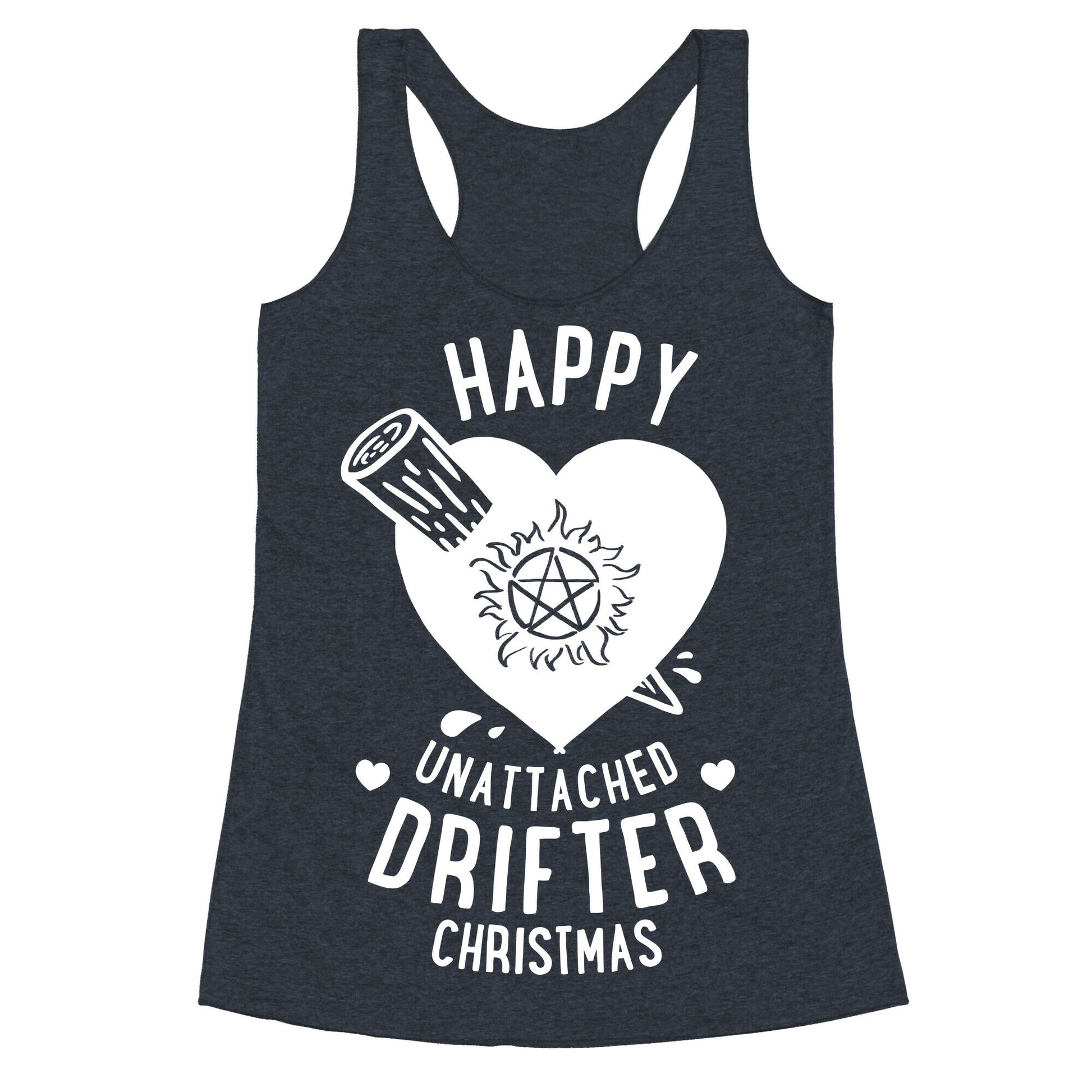 Happy Unattached Drifter Christmas Racerback Tank