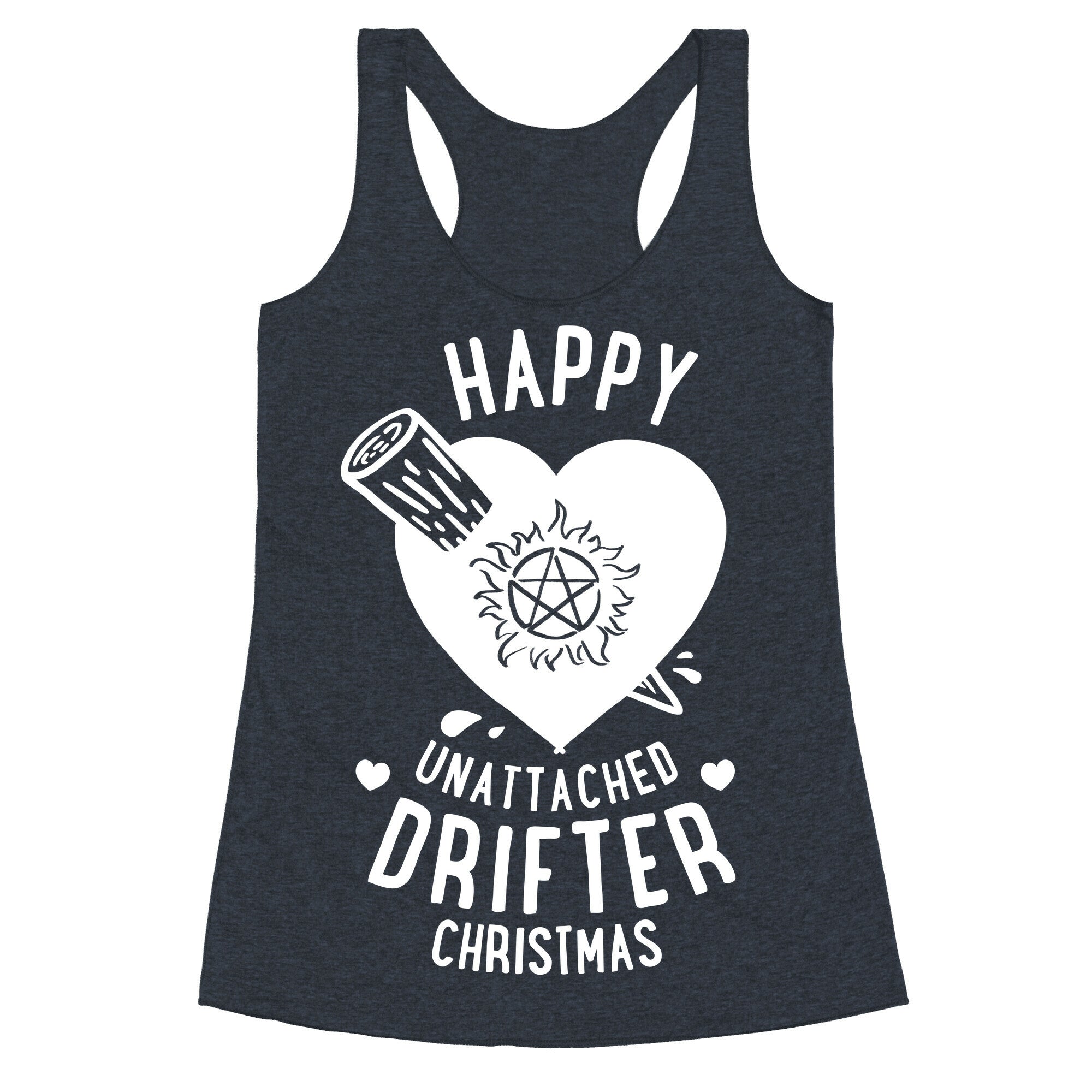 Happy Unattached Drifter Christmas Racerback Tank