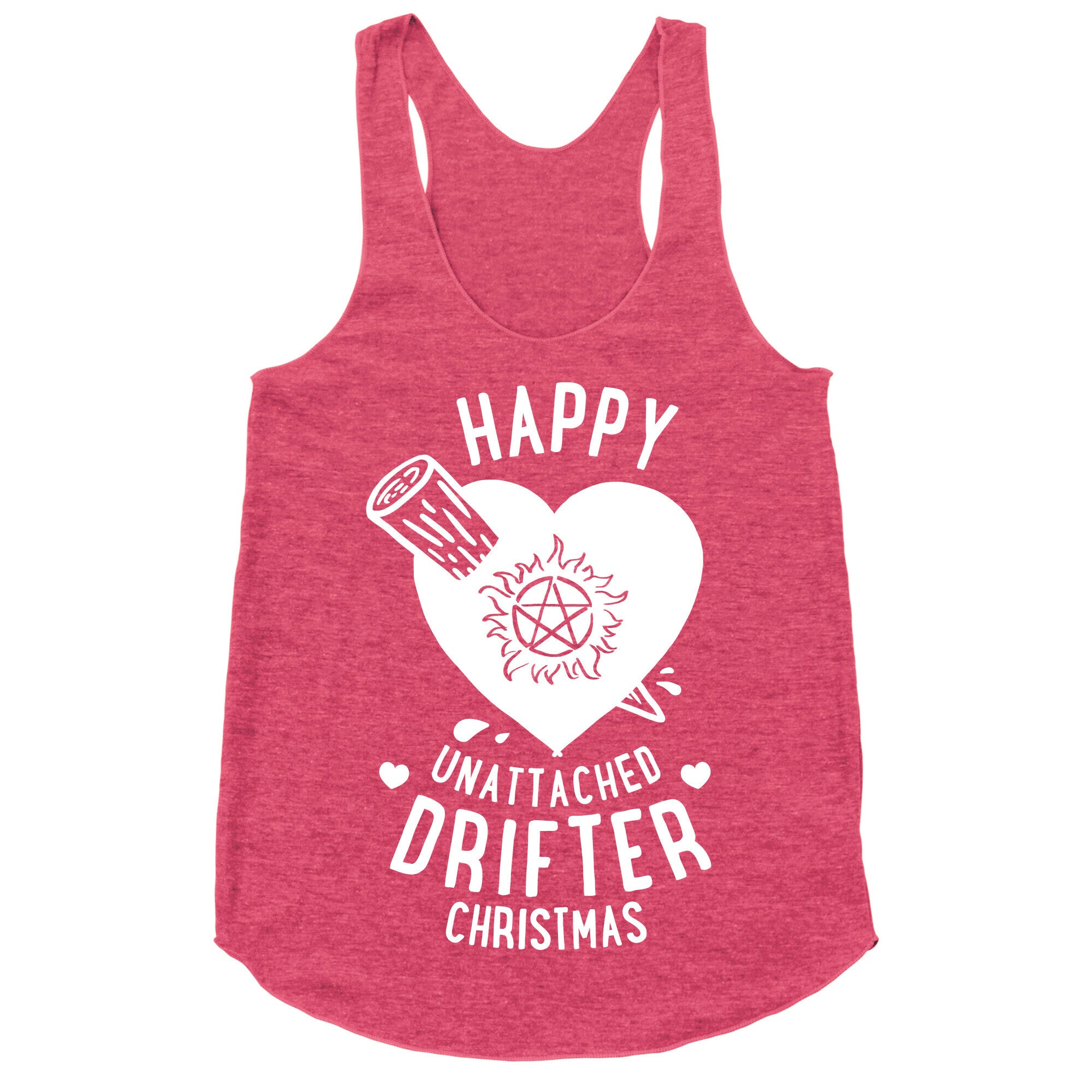 Happy Unattached Drifter Christmas Racerback Tank