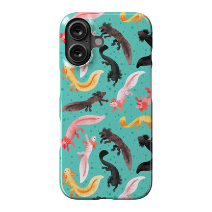 Cute Bright Axolotl Pattern Phone Case