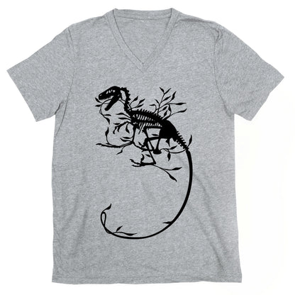 Floral Dinosaur V-Neck