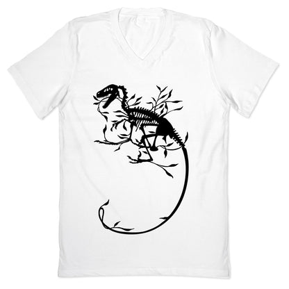 Floral Dinosaur V-Neck