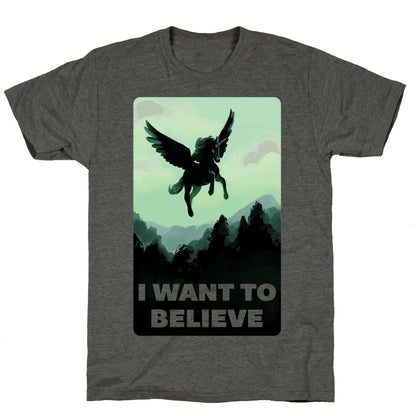 Winged Unicorn: I Want To Believe Parody Unisex Triblend Tee