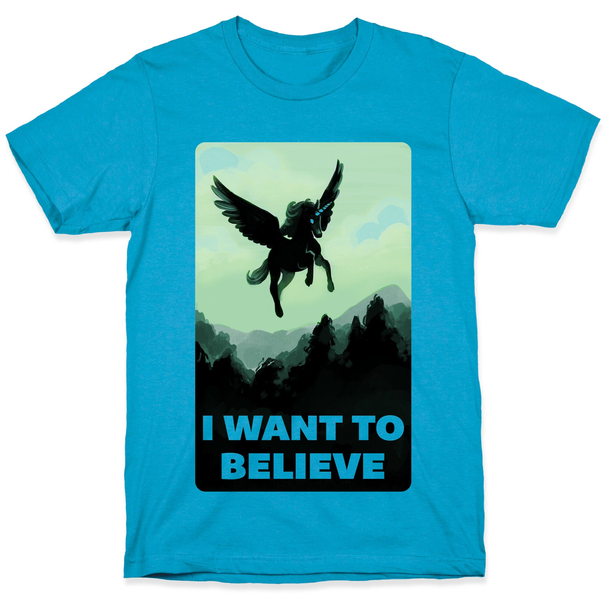 Winged Unicorn: I Want To Believe Parody Unisex Triblend Tee