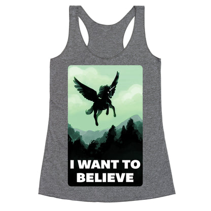 Winged Unicorn: I Want To Believe Parody Racerback Tank