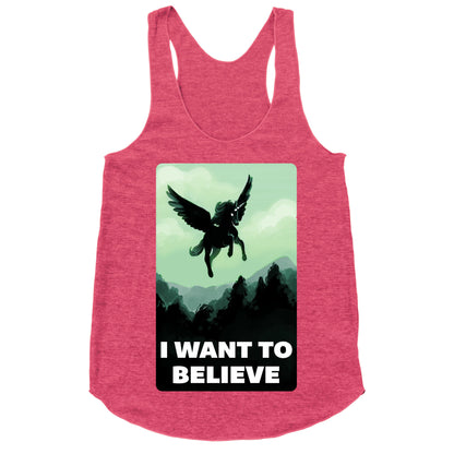 Winged Unicorn: I Want To Believe Parody Racerback Tank