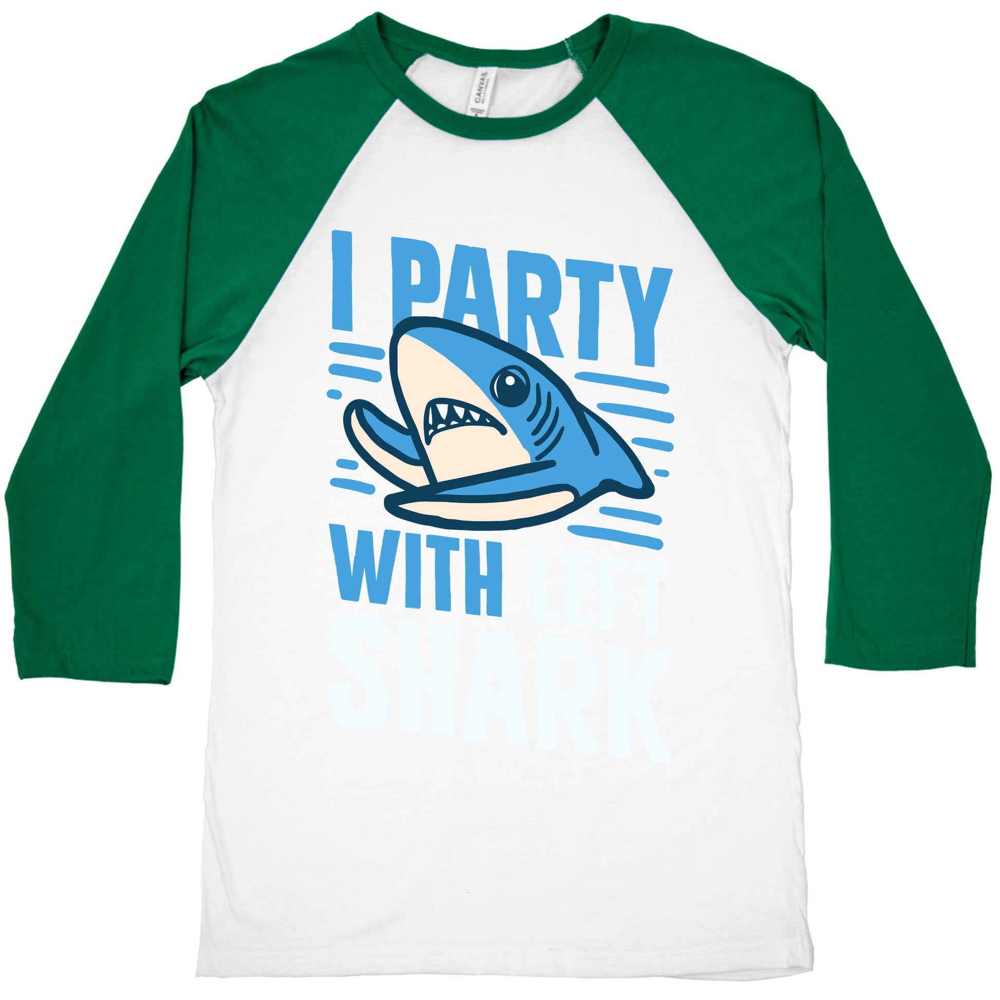 I Party With Left Shark Baseball Tee