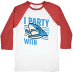 I Party With Left Shark Baseball Tee