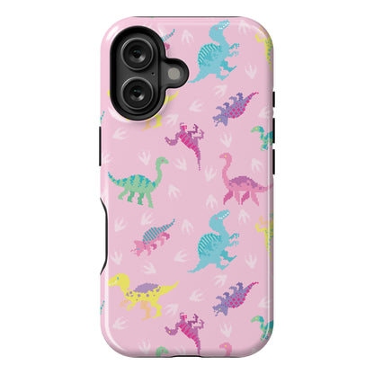 Cute Pastel Pixel Dinosaur Pattern Phone Case