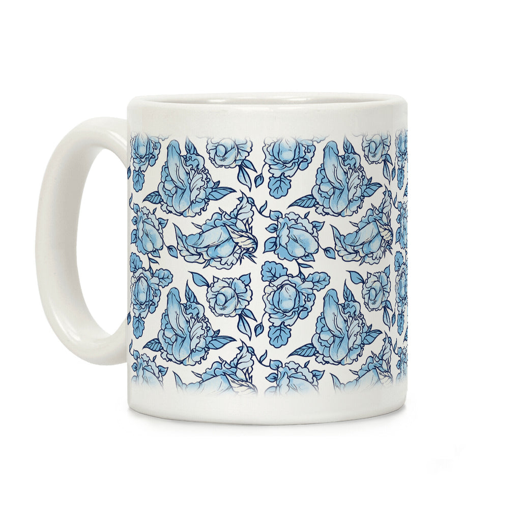 Floral Penis Blue Coffee Mug