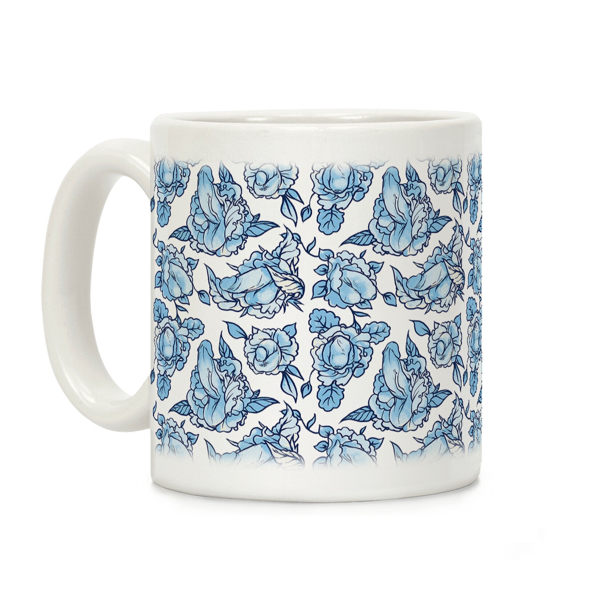 Floral Penis Blue Coffee Mug