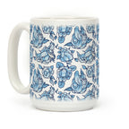 Floral Penis Blue Coffee Mug