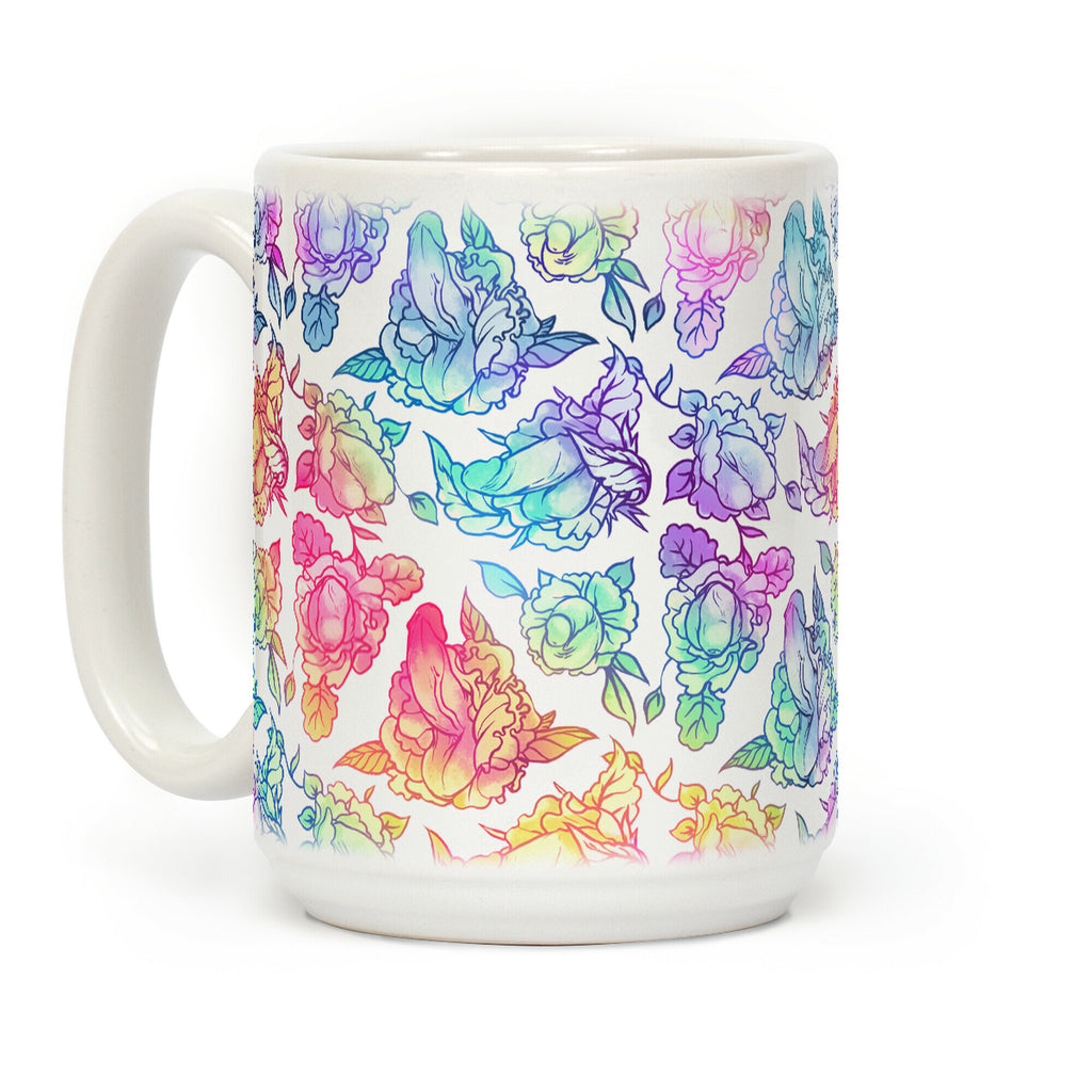 Floral Penis Rainbow Coffee Mug