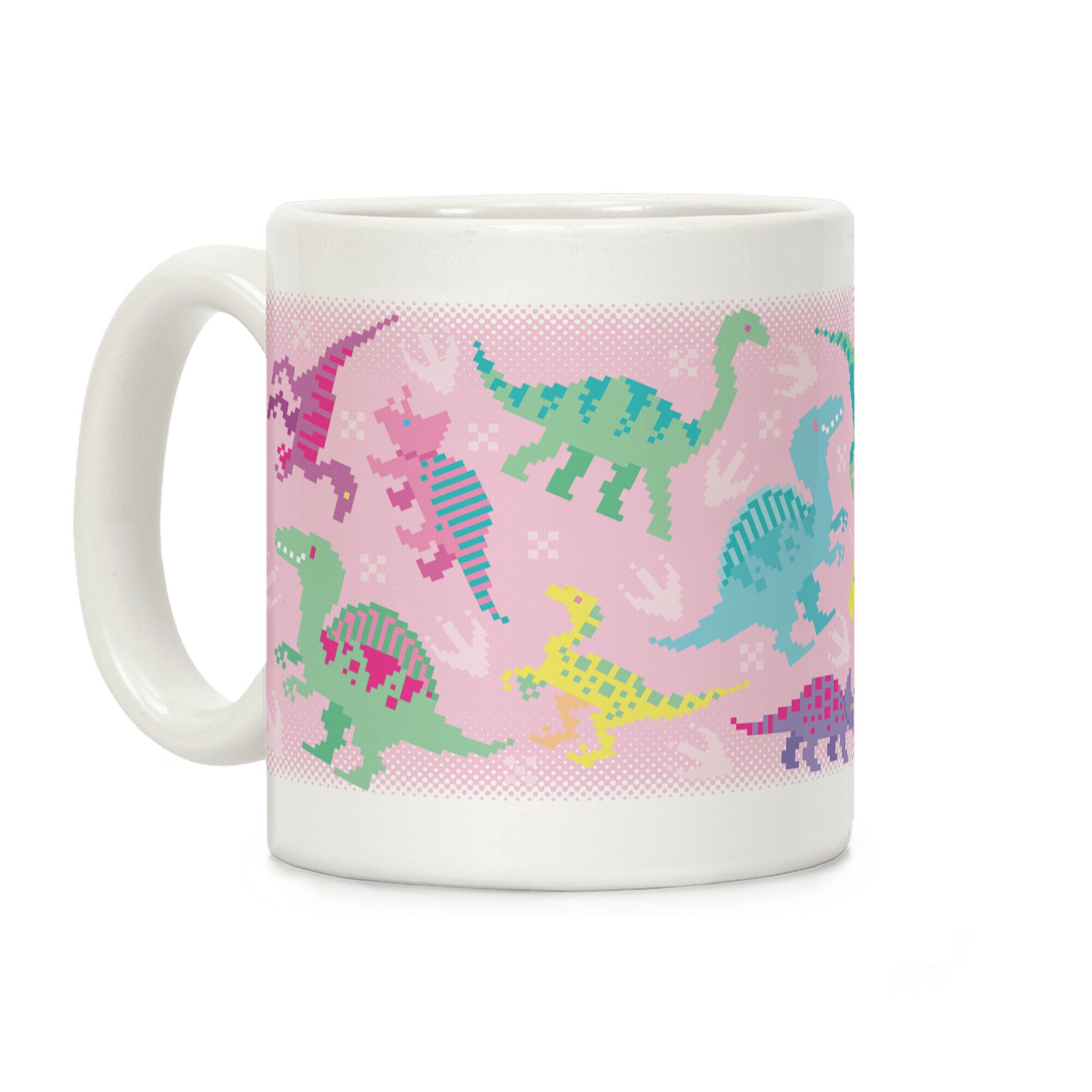 Cute Pastel Pixel Dinosaurs Coffee Mug