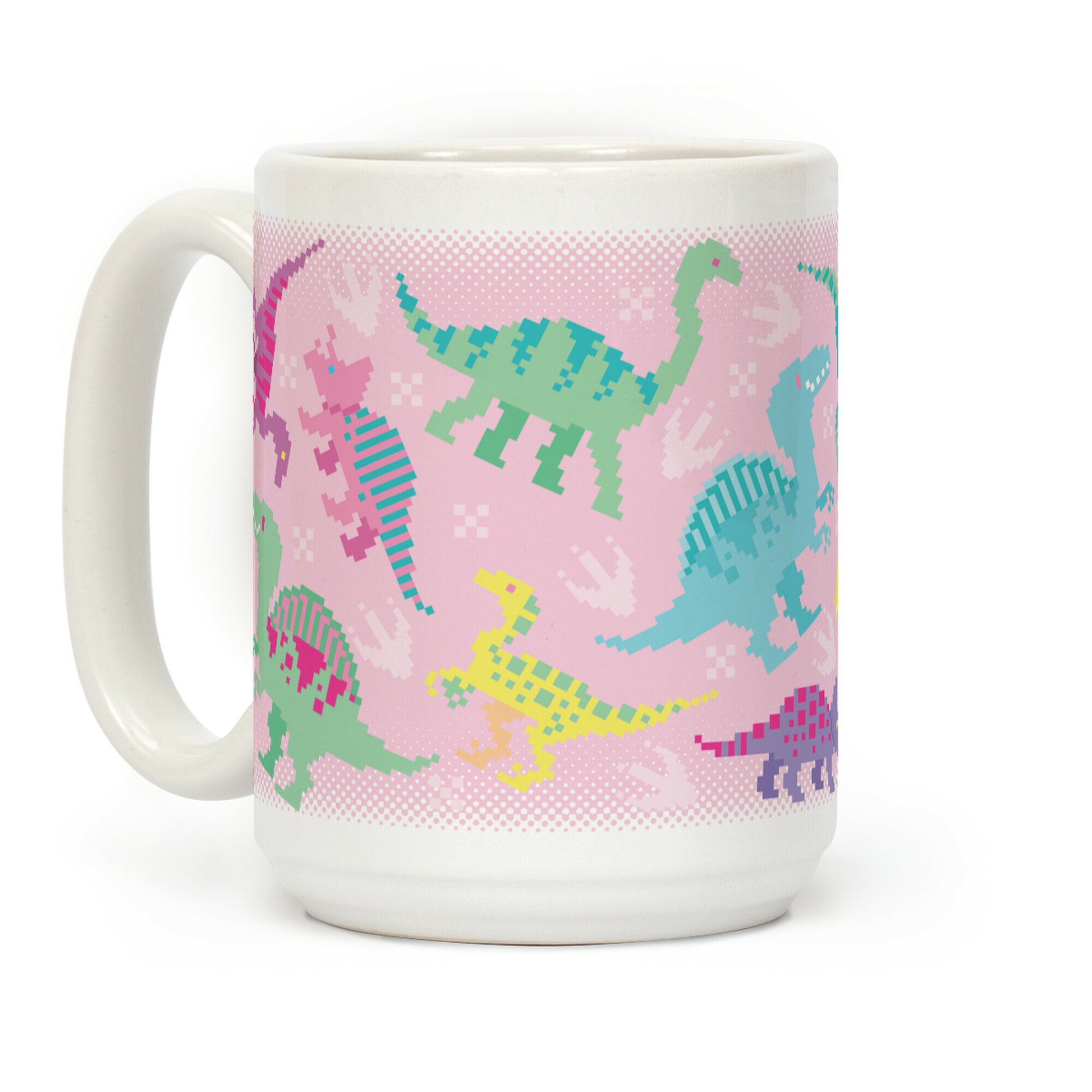 Cute Pastel Pixel Dinosaurs Coffee Mug